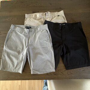 Travis Mathew Golf Shorts Bundle (3) – Gray, Khaki & Black - Size 33